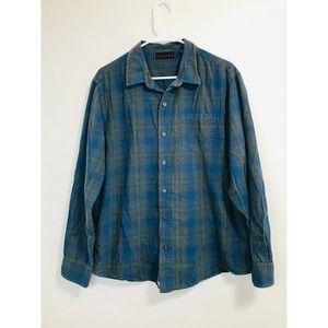 Fission Men's Blue/Green Plaid Button Down Shirt, Size XL